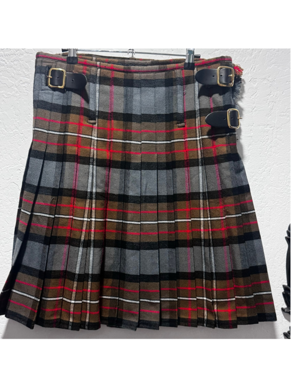 Scottish Kilt Men's 32 Brown Grey Plaid Tartan